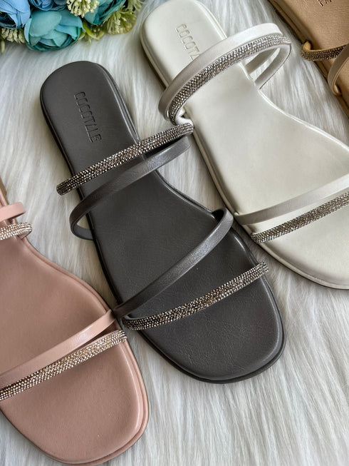 Rhinestone Embedded Slip On Flat